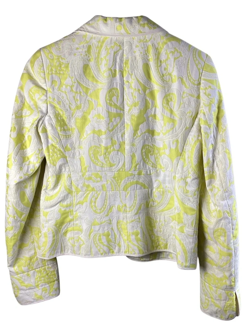 J. Crew Lime Paisley Jacquard Blazer linen blend
